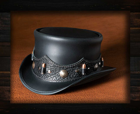 leather hat with bullet band