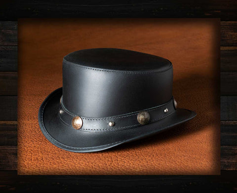 leather hat with buffalo coin band